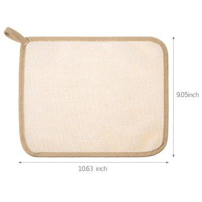 Tatuo 5 Pcs Exfoliating Face and Body Wash Cloths Towel Weave Bath Cloth Exfoliating Scrub Cloth Massage Bath Cloth for Women and Men, 10.63 x 9.05 Inch (Brown Edge)