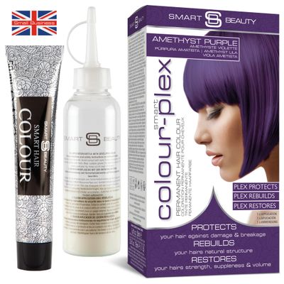 Amethyst Purple Hair Dye Permanent with Anti-Breakage Plex Hair Care, Vegan Hair Dye &amp; Cruelty-Free, 100% Grey Coverage, purple Hair Color, For All Hair Types. Smart Beauty
