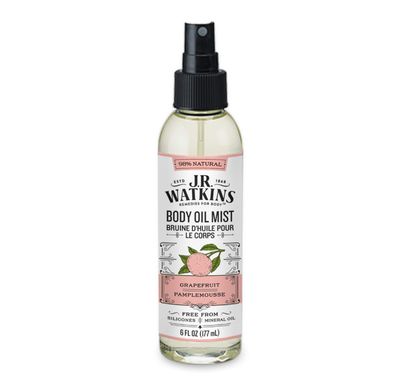 J.R. Watkins Natural Hydrating Body Oil Mist, Moisturizing Body Oil Spray for Glowing Skin, Cruelty Free, Grapefruit, 6 fl oz, Single