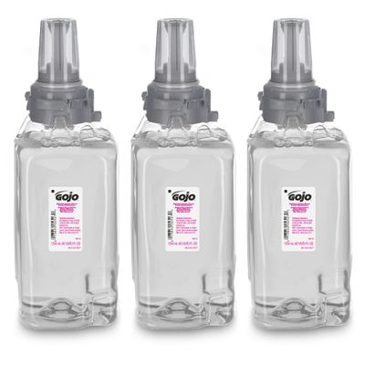 GOJO Antibacterial Foam Handwash, Plum Fragrance, 1250 mL Soap Refill ADX-12 Push-Style Dispenser (Pack of 3) - 8812-03