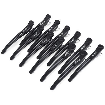 Sndyi Hair Sectioning Clips - Professional Non-Slip Duckbill and Roller Clips for Styling Sectioning, No Crease, 4.3&quot;, Black (12 Packs)