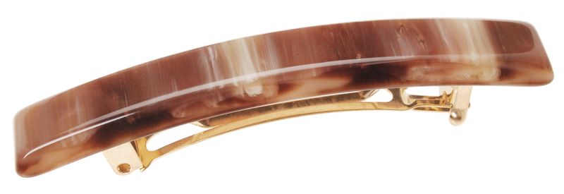 France Luxe Luxury Rectangle Barrette, Caramel Horn - Classic French Design for Everyday Wear