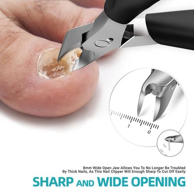 Toenail Clippers for Seniors Thick Toenails - Professional Podiatrist Toenail Clippers with Long Soft Handle for Men & Elderly, Heavy Duty Thick & Ingrown Toe Nail Clippers Super Sharp Curved Blade