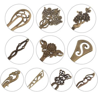 20 Pieces Hair Sticks Vintage Bronze Hair Chopsticks Chinese Hair Pins Antique Decorative Hair Forks for Women Hair Accessory, 10 Styles (Exquisite Style Set)
