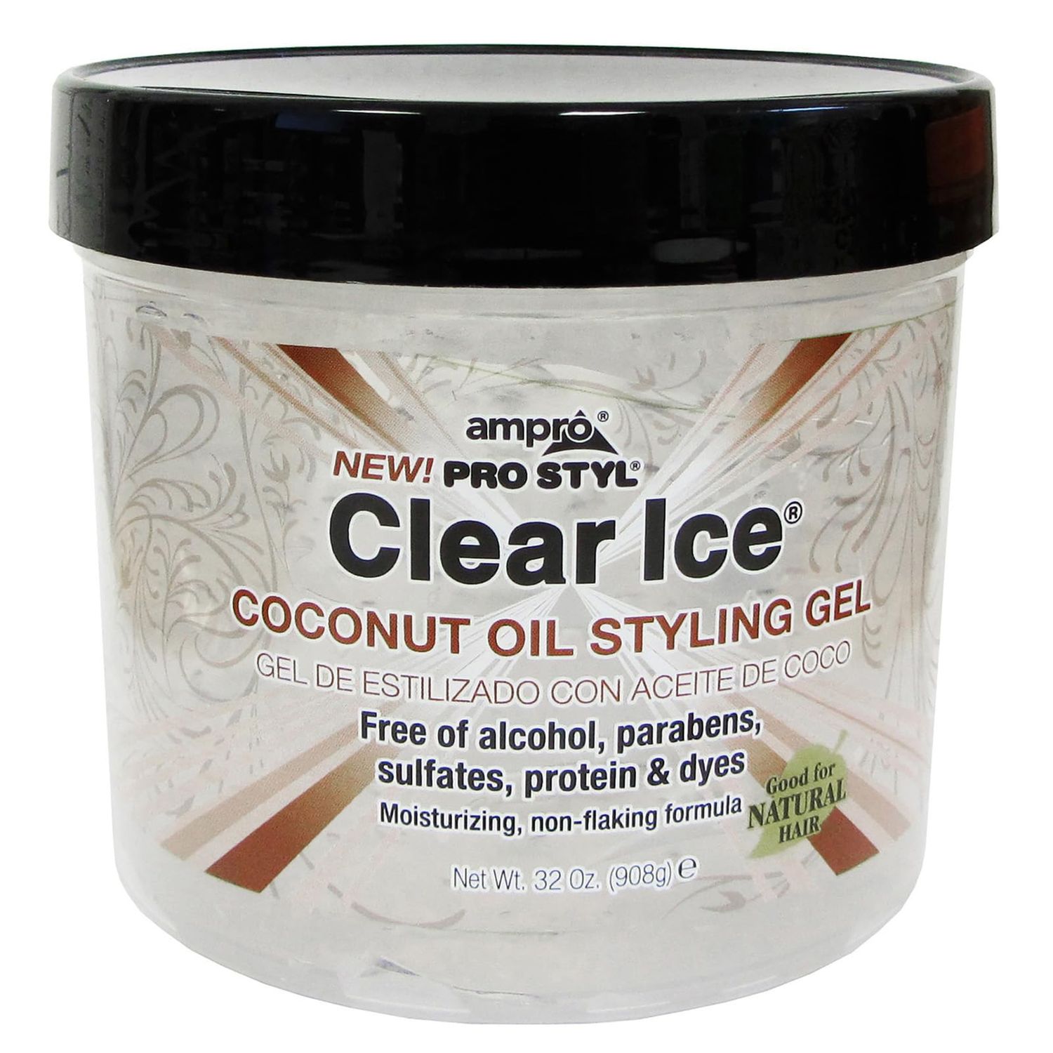 Ampro Pro Styl Coconut Styling Gel - Moisturizes and Conditions Your Strands - Non-Flaking, Alcohol Free, Vegan Formula - Flexible, Touchable Hold for All Hair Types - 32 oz
