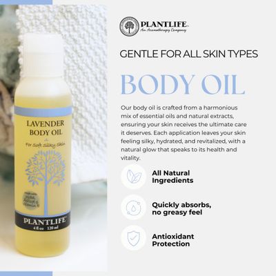Plantlife Fresh Mint Body Oil - Moisturizing Natural Body Oil for All Skin Types - Nourishing Dry Skin and Making It Feel Soft and Silky for Women & Men - Bath, Body & Massage Oil - 4oz