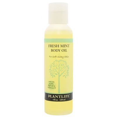Plantlife Fresh Mint Body Oil - Moisturizing Natural Body Oil for All Skin Types - Nourishing Dry Skin and Making It Feel Soft and Silky for Women &amp; Men - Bath, Body &amp; Massage Oil - 4oz