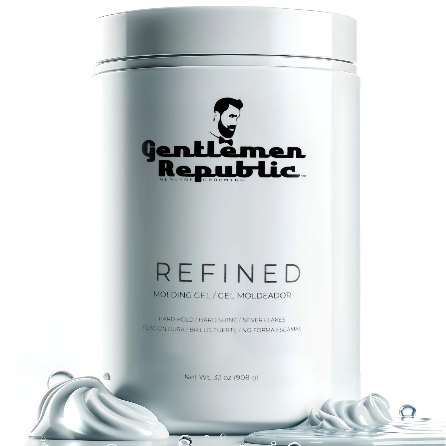 Gentlemen Republic 32oz Refined Hair Gel for Men - Provides 24 Hour High Hold &amp; Shine - Premium Mens Hair Styling Products with No Beeswax, Alcohol, Parabens &amp; Humidity Resistant