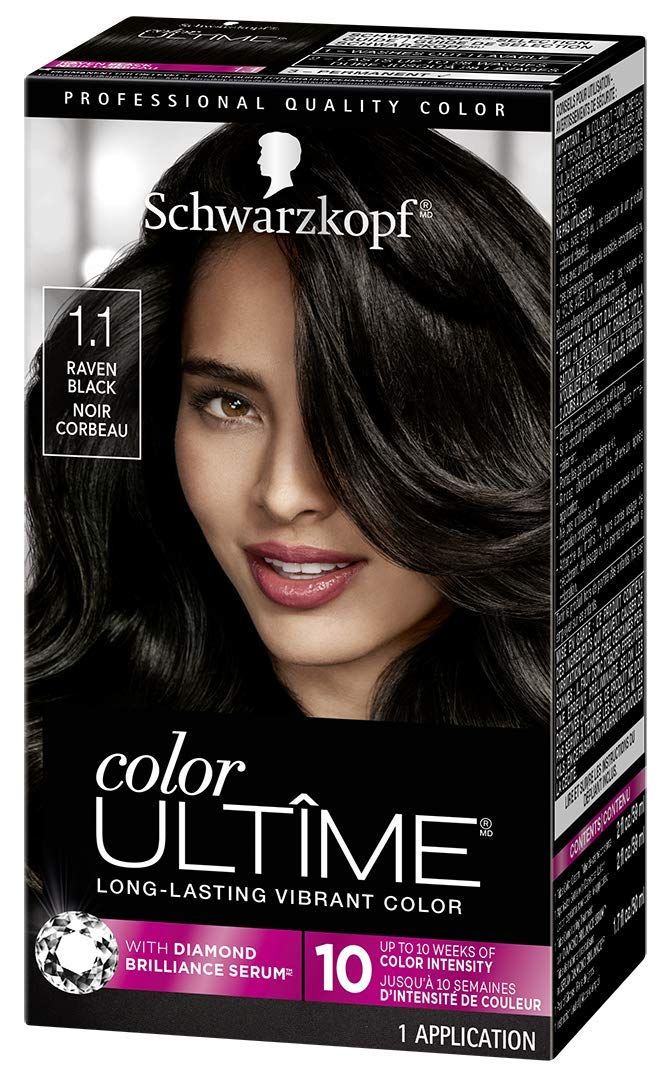 Schwarzkopf Color Ultime Hair Color, 1.1 Raven Black, 1 Application - Permanent Black Hair Dye for Vivid Color Intensity and Fade-Resistant Shine up to 10 Weeks