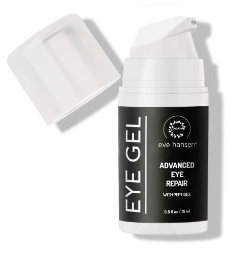 Eve Hansen Anti-Aging Eye Gel with Peptides | Under-Eye Cream With Plant Stem Cells, Hyaluronic Acid, Vitamin E | Cruelty-Free, Vegan, Made in USA .5 oz