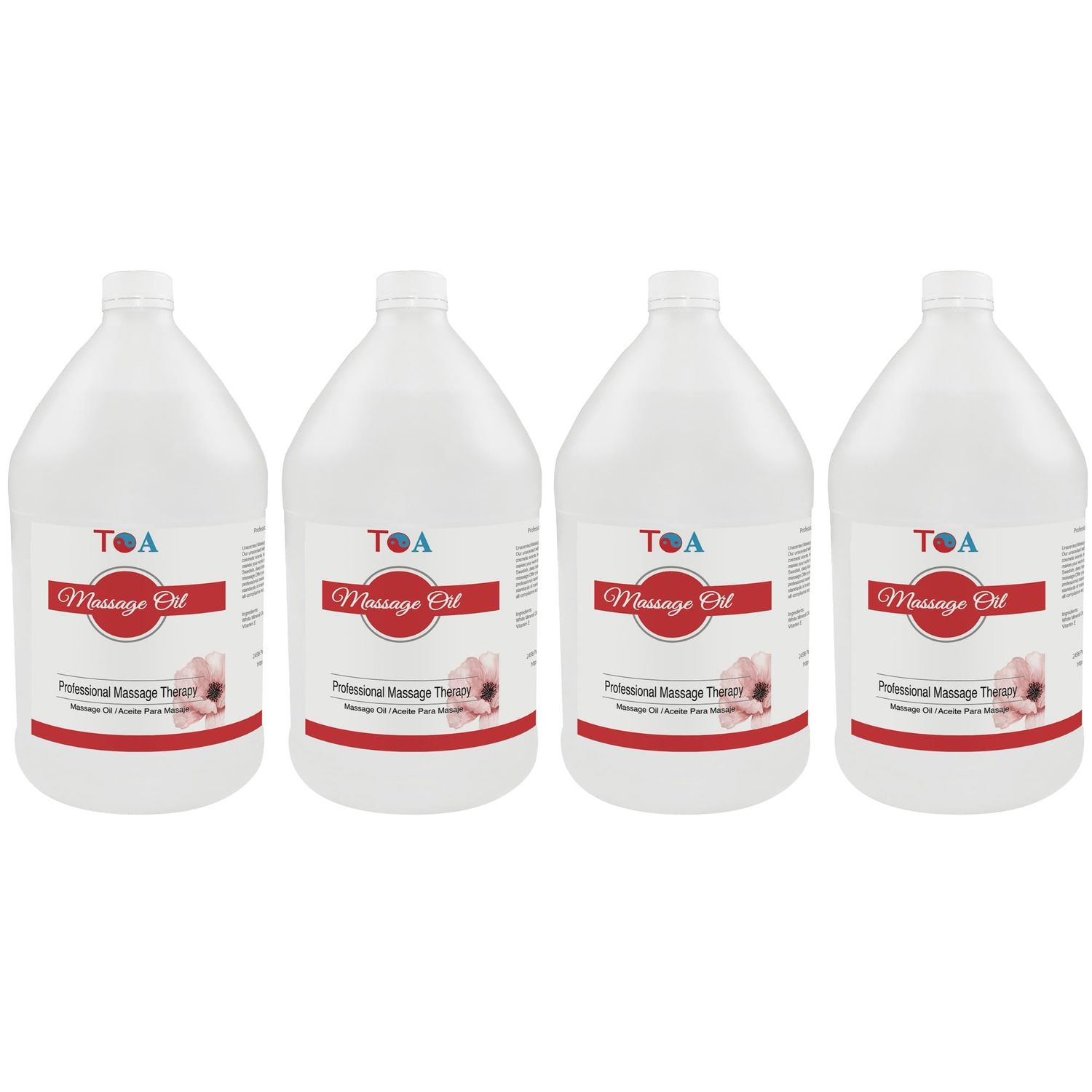 TOA Mineral Oil Body Spa Massage for Therapists Unscented Gallon Bottle (4 Gallons)