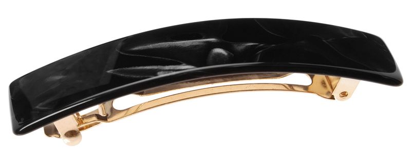 France Luxe Classic Rectangle Hair Barrette, Nacro Black - Classic French Design for Everyday Wear