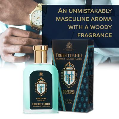 Truefitt &amp; Hill Luxury Cologne - Grafton - Premium Long-Lasting Amber and Leather Men's Fragrance Presented in a Beautifully Etched Traditional Atomizer Bottle - 3.38 oz.