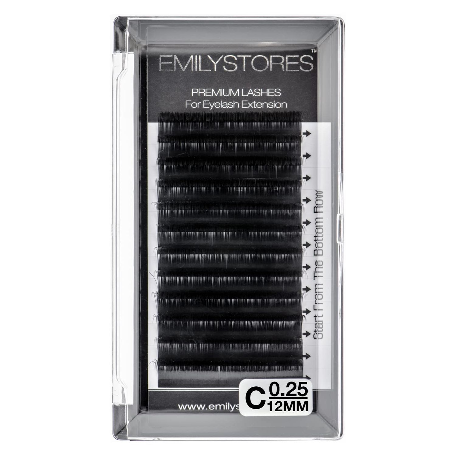 EMILYSTORES Eyelash Extensions 0.25mm Thickness C Curl 12mm Length For Lash Extensions Volume Individual Semi-Dull Black Eyelashes(0.25,C,12mm)