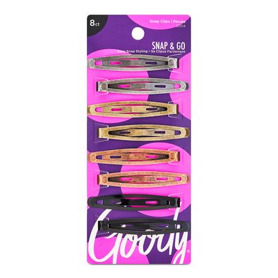 Goody Metal Contour Hair Snap Clips - 8 Count, Assorted Colors - Just Snap Into Place - Suitable for All Hair Types - Pain-Free Hair Accessories for Women and Girls - All Day Comfort