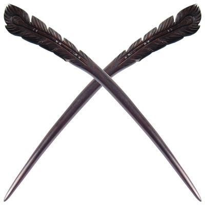 Fashion &amp; Lifestyle 2 Count Handmade Ebony Wood Carved Hair Decor Sticks Shawl Pins Picks Pics Forks for Women Girls Hair Updo Making Accessory 7&quot;,Phoenix Feather