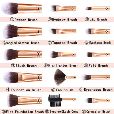 Makeup Brushes DUAIU 15PCs Marble Makeup Brush Set Premium Synthetic Kabuki Powder Blush Contour Foundation Concealer Eyeshadow Brushes with Makeup Sponge Make up Tool A Grey