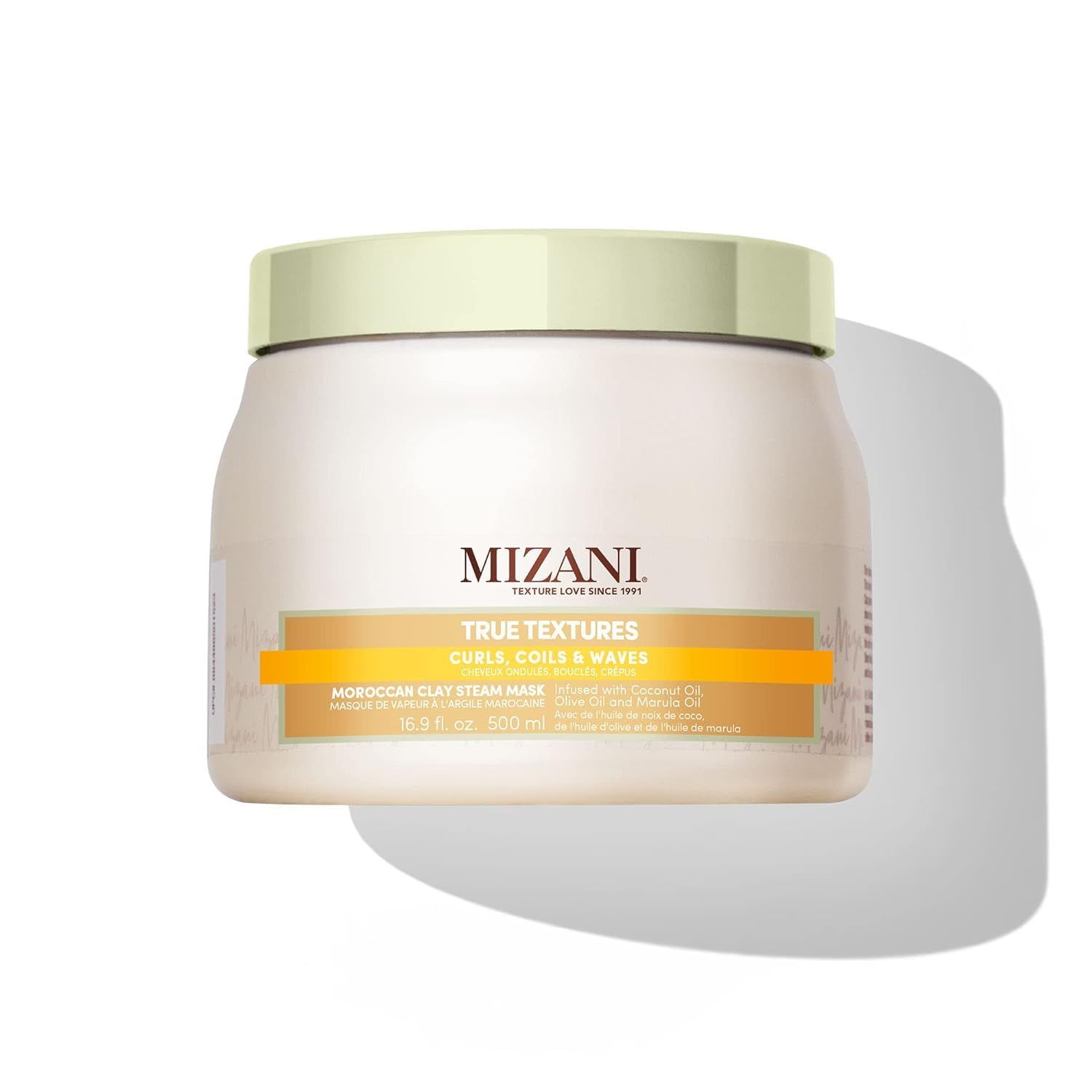 Mizani True Textures Moroccan Clay Steam Mask | Deeply Conditions &amp; Nourishes | with Coconut Oil | for Curly Hair | 16.9 Fl Oz