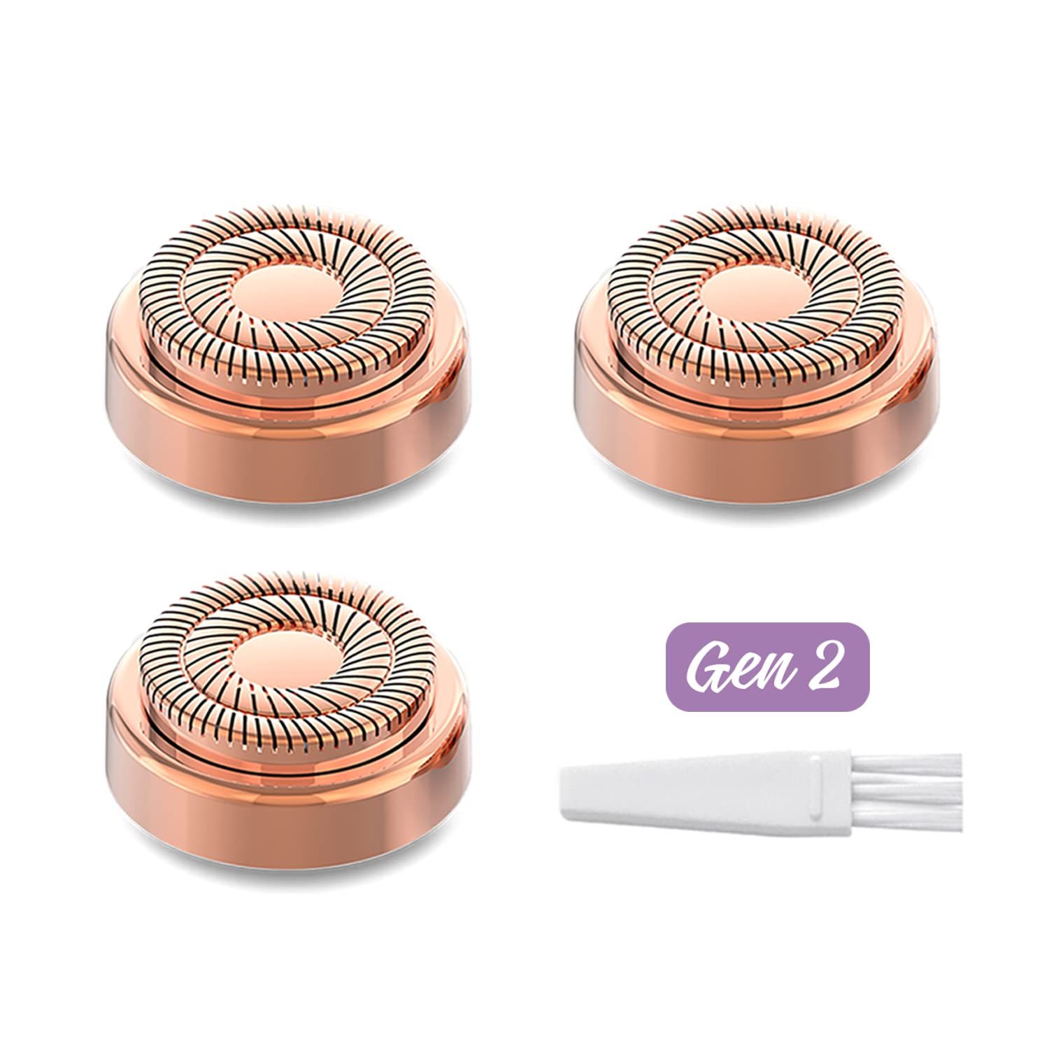 tuokiy Facial Hair Remover Replacement Blade Heads for Flawless Finishing Touch Facial Hair Remover,18K Rose Gold Plated Replacement Heads,3 Count
