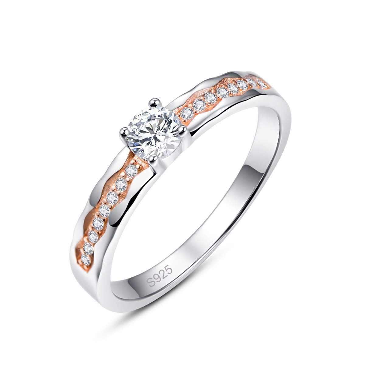 Empsoul 925 Sterling Silver Eternity Ring Simulated White Topaz Cubic Zirconia Wedding Ring Mother&#39;s Day Gift Size 8