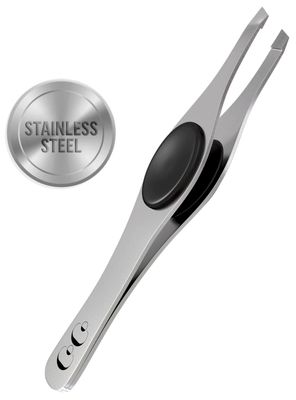 Precision Tweezers for Women Facial Hair - Stainless Steel Tweezers for Women and Men - Ideal for Eyebrow Shaping and Hair Removal - Slanted Tips, Durable and Ergonomic Grip Design