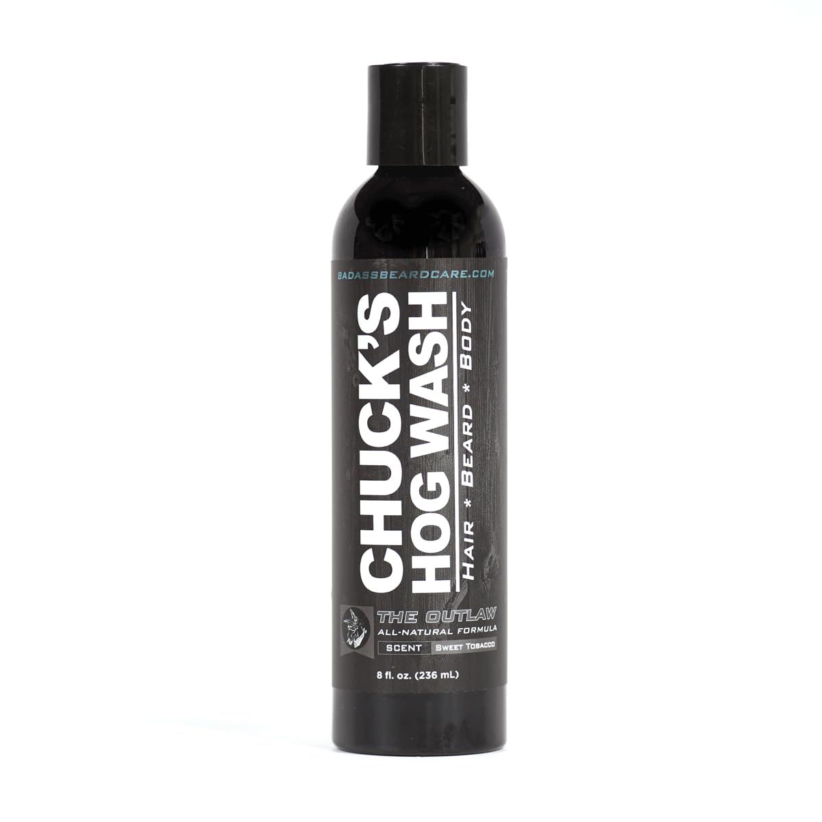 Chuck&#39;s Hog Wash - All Natural Beard and Body Wash - The Outlaw Scent, 8 oz - Leaves Your Beard Softer Than its Ever Been and is Suitable for Daily Use