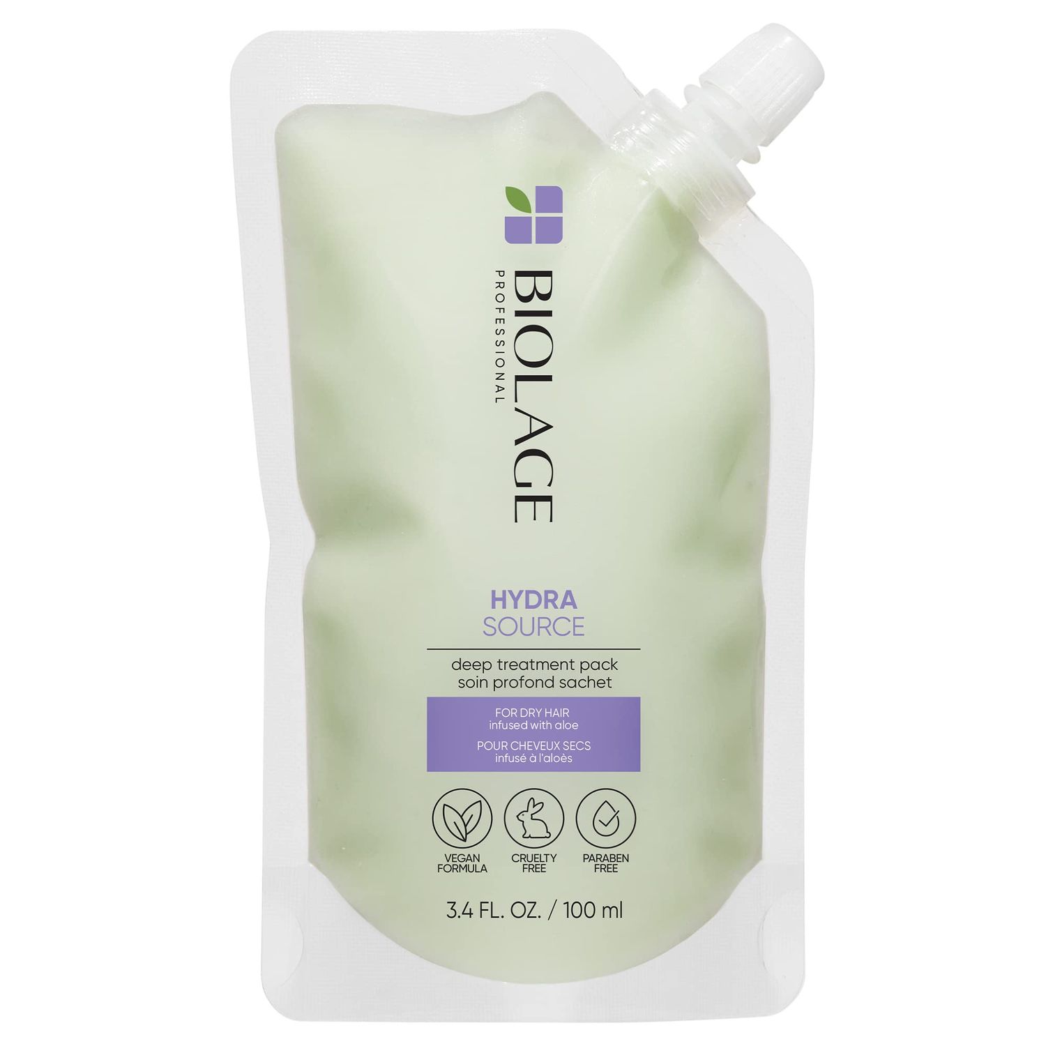Biolage Hydra Source Deep Treatment Mask | Nourishes Dry Hair | With Aloe | Vegan &amp; Paraben-Free | Cruelty Free | Hair Treatment | 3.4 Fl. Oz