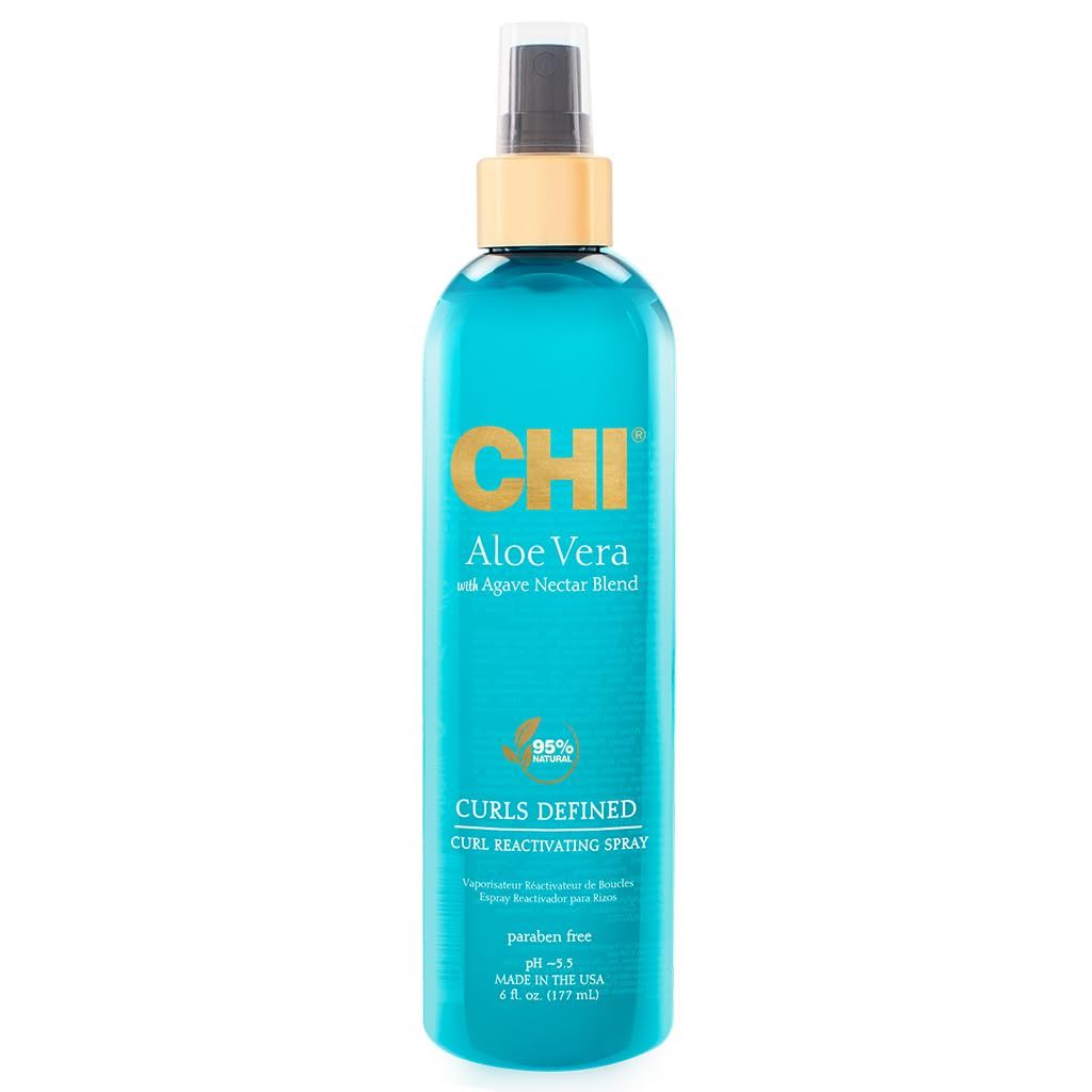 CHI Aloe Vera Curl Reactivating Spray, Enhances Waves, Curls, &amp; Coils, Provides Intense Hydration, Sulfate, Paraben &amp; Gluten Free, 6 Oz