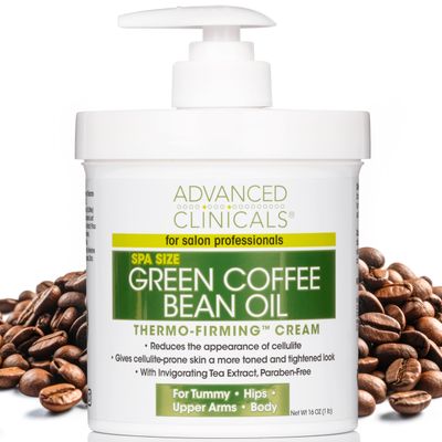 Advanced Clinicals Green Coffee Bean Thermo Firming Body Cream | Anti Cellulite Cream | Caffeine Body Lotion Moisturizer To Firm, Tighten, &amp; Hydrate Look Of Legs, Arms, Tummy, Butt, &amp; Thighs, 16 Oz