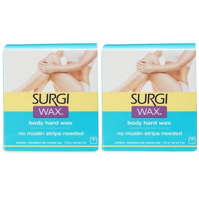 Surgi-wax Microwave Hair Removal Hard Wax for Body, 4-Ounce Boxes (Pack of 2)