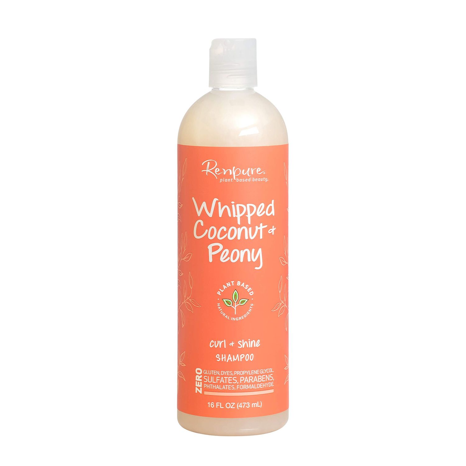 RENPURE Plant-Based Beauty Whipped Coconut &amp; Peony Curl + Shine Shampoo, 16 Fluid Ounce
