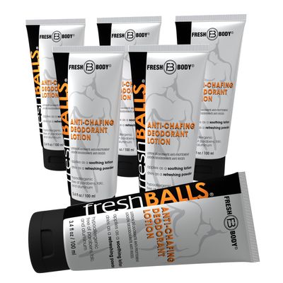 Fresh BALLS Deodorant Cream to Powder (6 Pack) | Men&#39;s Anti-Chafing Lotion and Balls Deodorant, Hygiene for Groin Area, 3.4 fl oz