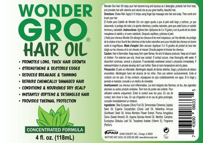 Wonder Gro Hair Growth Oil &amp; Thermal Protection, 4 fl oz - Strengthens &amp; Restores Edges