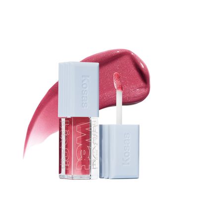 Kosas Wet Lip Oil Gloss - Hydrating Lip Plumping Treatment with Hyaluronic Acid &amp; Peptides, Non-Sticky Finish (Malibu)