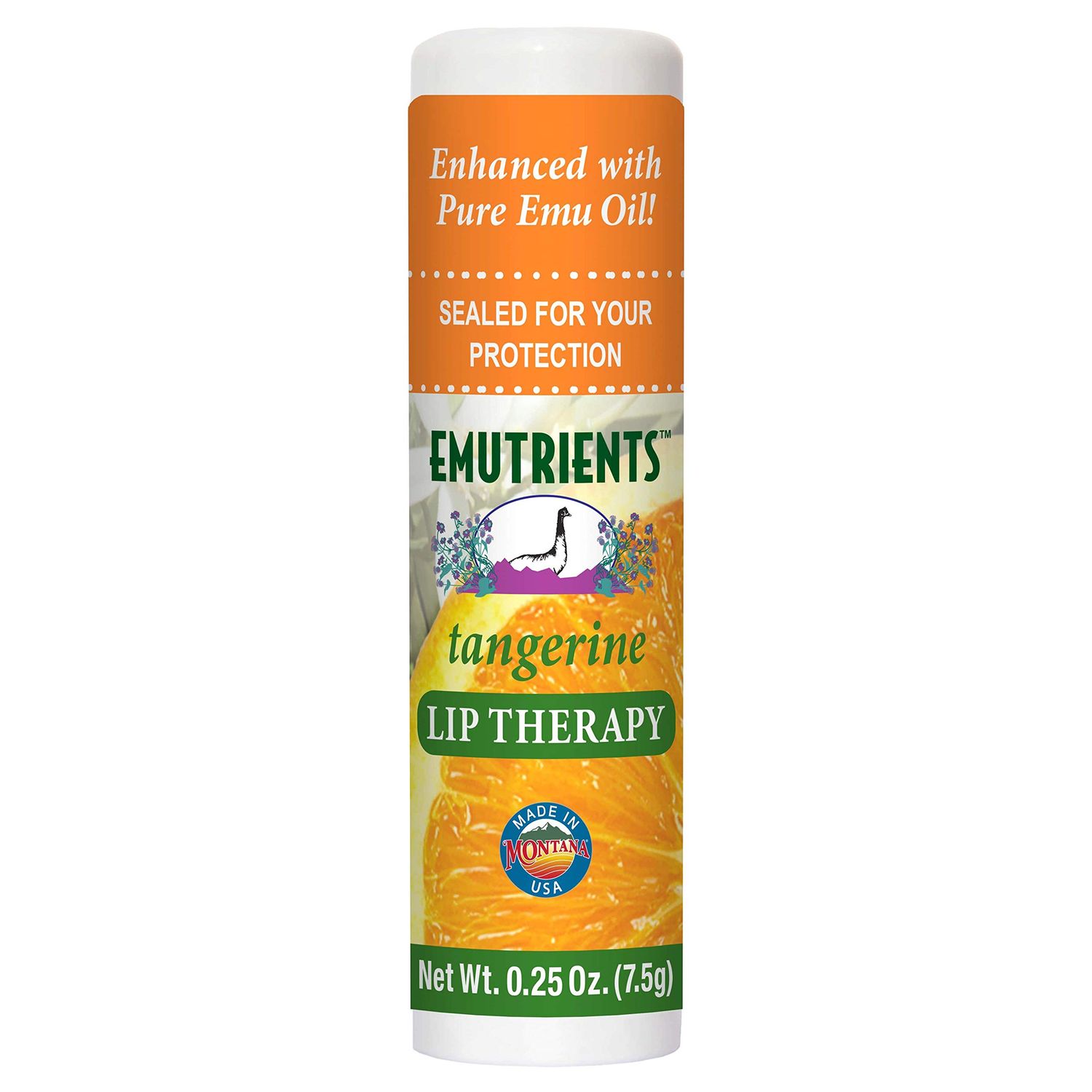 Montana Emu Ranch - Lip Therapy Lip Balm - 0.25 Ounce - Tangerine Flavor - Made with Pure Emu Oil