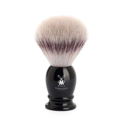 MHLE Classic Black Medium Silvertip Fiber Shaving Brush - Synthetic Luxury Shave Brush for Men, Rich Lather