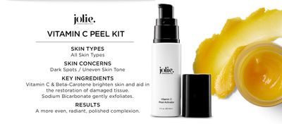 Jolie Professional Vitamin C Peel - Gentle Face Brightening &amp; Illumitating Peeling Treatment System - 2 Step Kit