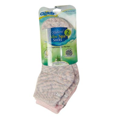 Cloudz - Pink Natural Aloe Vera Spa Socks - (2 Pairs/Assorted Solid &amp; Patterned)