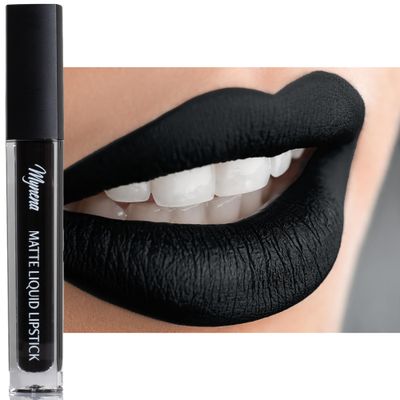 Mynena Black Long-Lasting Matte Liquid Lipstick | Intense Color, Smudge-Proof &amp; Waterproof | Comfortable, Hydrating Shea Butter | Vegan &amp; Cruelty-Free| Linda