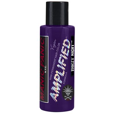 MANIC PANIC Violet Night Hair Color - Amplified - Semi Permanent Hair Dye - Cool Dark Purple Color - For Dark &amp; Light Hair - Vegan, PPD &amp; Ammonia-Free - For Coloring Hair on Men &amp; Women