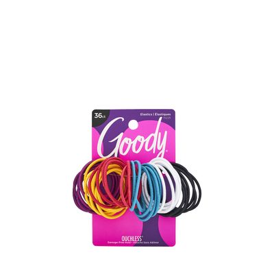 Goody Ouchless Elastic Hair Ties - 36 Ct, Brooke (Assorted), 2MM Rubber Bands for Hair, Pain-Free Hair Accessories for Women &amp; Men, Made for Long-Lasting Braids, Ponytails &amp; More, For Fine Hair