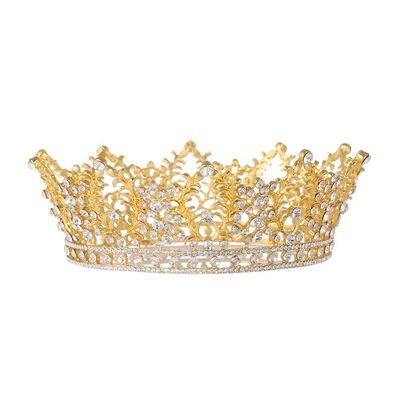 FRCOLOR Jeweled Baroque Queen Gold Princess Crown Vintage Crystal Diamond Wedding Crowns and Tiaras Costume Party Hair Accessories for Women