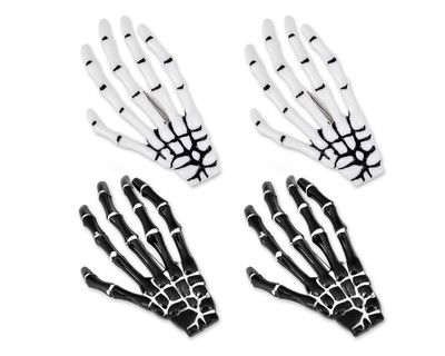 DS. DISTINCTIVE STYLE 2 Pairs Korean Style Gothic Skeleton Hands Bone Hair Clips - Fashion Punk Rock Devil Claw Alligator Barrettes Women Girls Hair Accessories (Black and White)