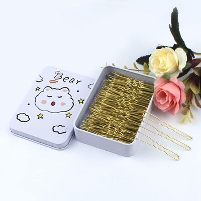 200pcs U Shaped Hair Pins Black/Brown/Blonde/Silver with Cute Case, Hairpins for Buns, Premium Bobby Pins for Kids, Girls and Women, Great for All Hair Types(2.4 & 2 Inch) (Blonde)