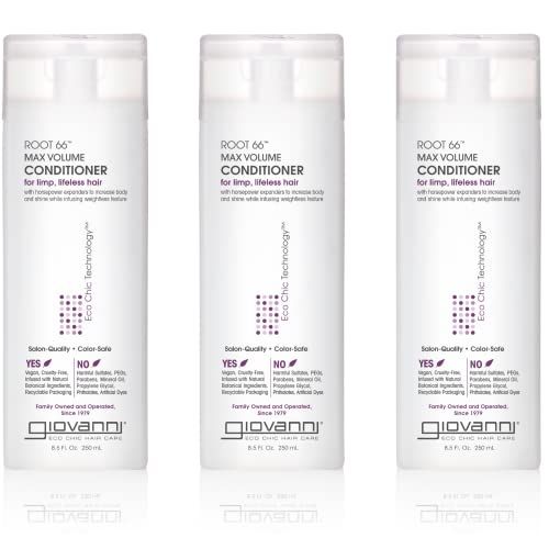 GIOVANNI 2chic Root 66 Max Volume Conditioner - For Fine Hair, Helps Strengthen &amp; Protect Fine, Lifeless Hair, Volumizing Conditioner, Infused with Natural Botanical Ingredients - 8.5 oz (3 Pack)