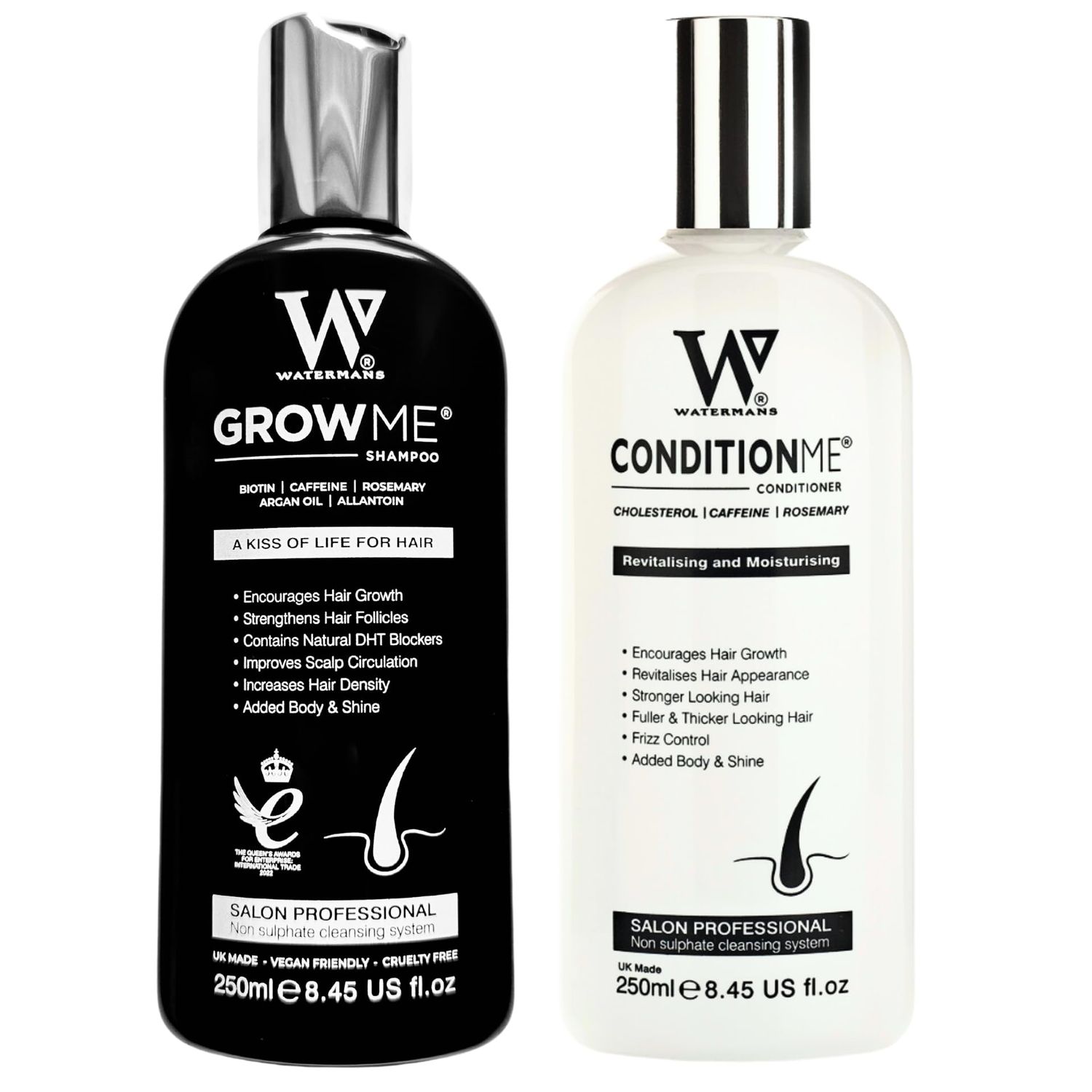 Hair Growth Shampoo &amp; Conditioner set by Watermans - Boost your Growth, Suffering with Hair Problems Try this Award winning combo. Great for female and male hair loss problem.