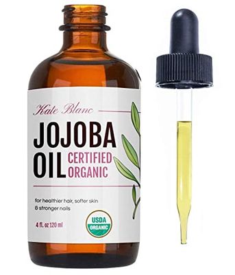 Kate Blanc Cosmetics Jojoba Oil for Hair Growth, Face &amp; Skin. Gua Sha Oil for Face Massage and Dermaplaning (4oz, Organic, 100% Pure, Natural)