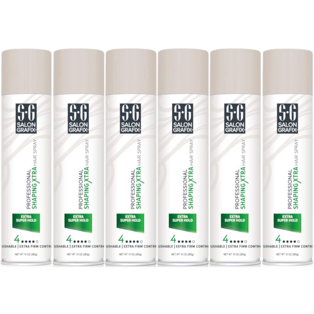 Salon Grafix Profession Shaping Hairspray, Extra Super Hold 4, 10 Oz (Pack of 6)