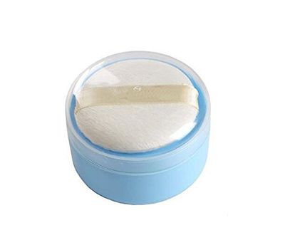 ericotry 3.5'' Powder Puff Kit Container Dispensor Case with Sifter Portable Empty Plastic Makeup Comestic Case Containers Jars for Home and Travel Blue