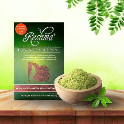 Reshma Beauty 30 Minute Henna Hair Color | Infused with Natural Herbs, For Soft Shiny Hair | Henna Hair Color/Dye, 100% Gray Coverage | Semi Permanent | Ayurveda Hair Products (Wine Red, Pack Of 1)